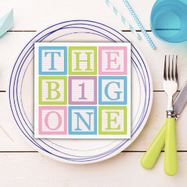Servilleta De Papel Pastel Block Letter Big One First Birthday Party