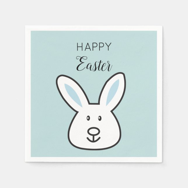 Servilleta De Papel Pastel Blue Cute Easter Bunny Ilustracion (Anverso)