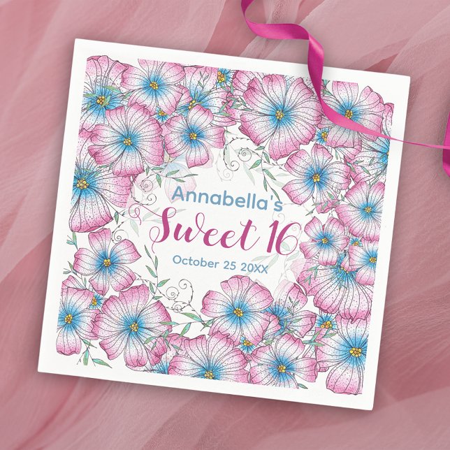 Servilleta De Papel Pastel Bohemio Floral Azul Dulce Azul Rosa 16 (Subido por el creador)