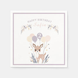Servilleta De Papel Pastel Boho Fawn y los globos Cumpleaños