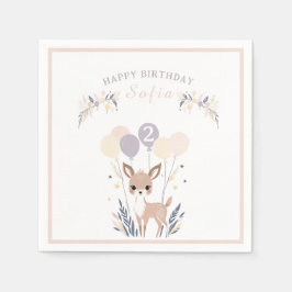 Servilleta De Papel Pastel Boho Fawn y los globos Cumpleaños