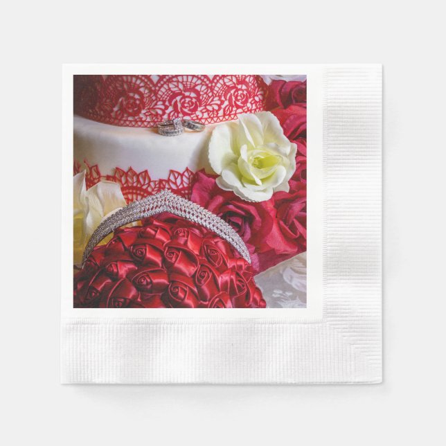 Servilleta De Papel Pastel, Bouquet y Anillos de 1242 Bodas (Anverso)