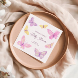 Servilleta De Papel Pastel Butterflies Pink Purple Baby Shower