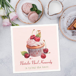 Servilleta De Papel Pastel Cereza con Lazo Rosa Coqueta Estética de Ni