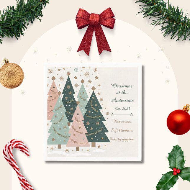 Servilleta De Papel Pastel Christmas Trees Personalized Holiday (Subido por el creador)