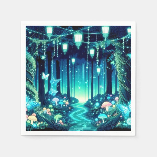 Servilleta De Papel Pastel Cute Enchanted Forest Baby Shower (Anverso)