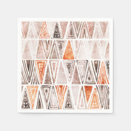 Servilleta De Papel Pastel de Acuarela Terracota Tribal Triángulos