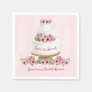 Servilleta De Papel Pastel de Boda de acuarela rosa