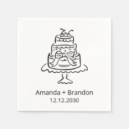 Servilleta De Papel Pastel de Boda de mano dibujada