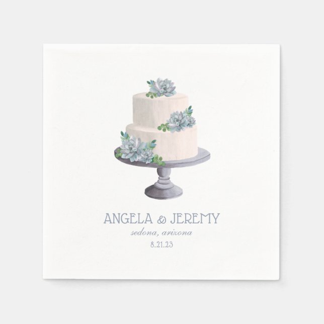 Servilleta De Papel Pastel de Boda Purple Succulum (Anverso)