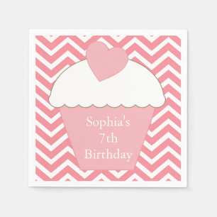 Servilleta De Papel Pastel de chevron rosado