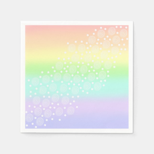 Servilleta De Papel Pastel de círculos arcoiris en círculos (Anverso)