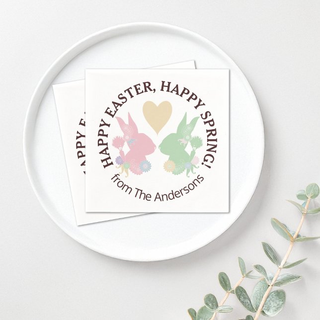 Servilleta De Papel Pastel de conejillos rosas y verdes con Pascua del (Subido por el creador)