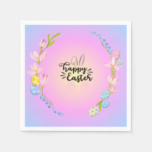 Servilleta De Papel Pastel de contorno de conejo de pascua feliz
