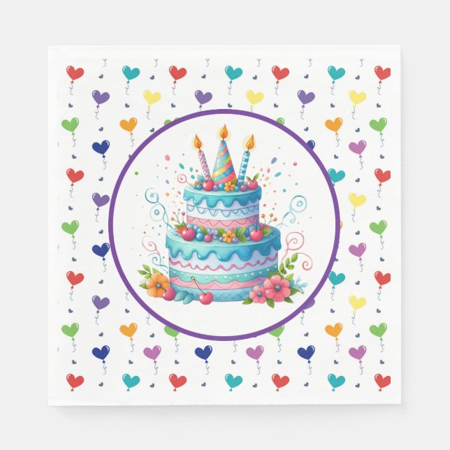 Servilleta De Papel Pastel de cumpleaños (Anverso)
