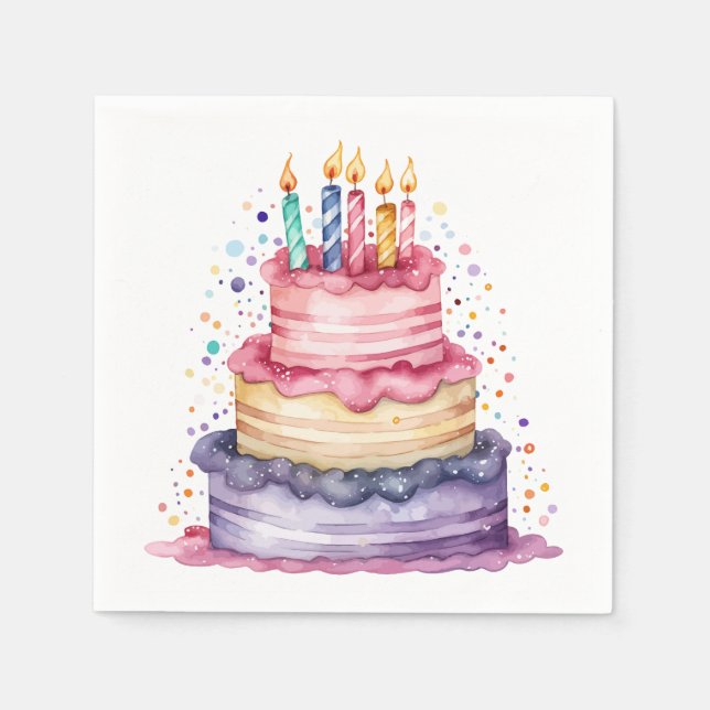 Servilleta De Papel Pastel de Cumpleaños (Anverso)