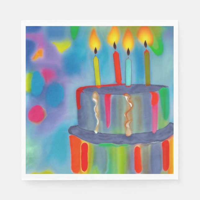 Servilleta De Papel Pastel de cumpleaños (Anverso)