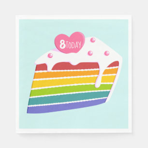 Servilleta De Papel Pastel de cumpleaños con capa de arcoiris en edad