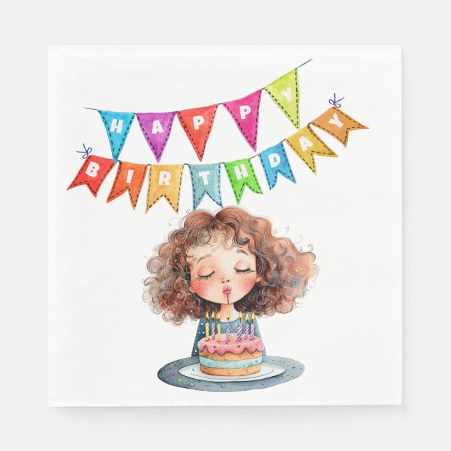 Servilleta De Papel Pastel de cumpleaños feliz (Anverso)