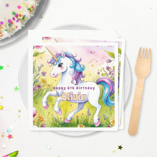 Servilleta De Papel Pastel de Cumpleaños Personalizado Mágico Unicorni