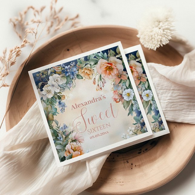 Servilleta De Papel Pastel de flores silvestres de la marina romántica (Subido por el creador)