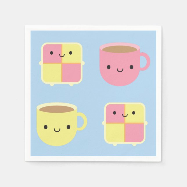 Servilleta De Papel Pastel de Kawaii Battenberg y Copa de Té (Anverso)