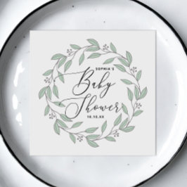 Servilleta De Papel Pastel de menta floral delicado guión bebé ducha