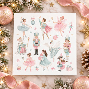 Servilleta De Papel Pastel de Navidad Cascanueces Ballet Rosa Papel