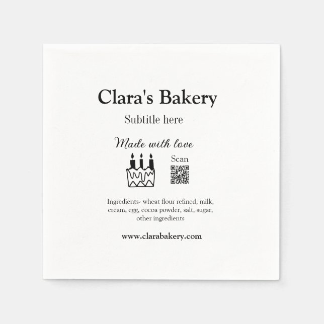 Servilleta De Papel Pastel de panadería agregar ingredientes hechos co (Anverso)