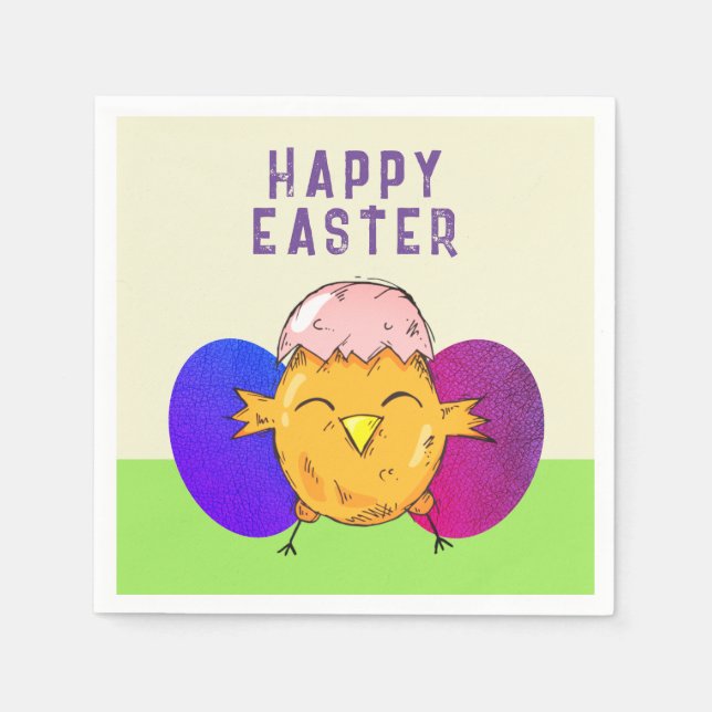 Servilleta De Papel Pastel de Pascua y Huevos Felices Pascua (Anverso)
