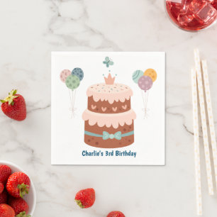 Servilleta De Papel Pastel de torta de cumpleaños con globos