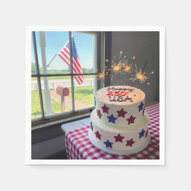 Servilleta De Papel Pastel del 250 cumpleaños americano (Anverso)