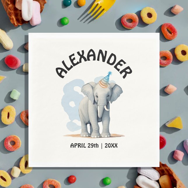 Servilleta De Papel Pastel divertido dulce bebé azul elefante salvaje  (Subido por el creador)