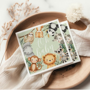 Servilleta De Papel Pastel Ducha tropical para bebés Selva Safari Anim