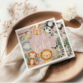 Servilleta De Papel Pastel Ducha tropical para bebés Selva Safari Anim