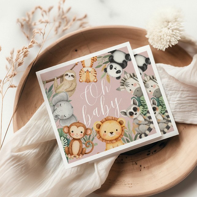 Servilleta De Papel Pastel Ducha tropical para bebés Selva Safari Anim (Subido por el creador)