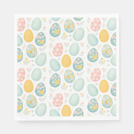 Servilleta De Papel Pastel Easter Eggs Floral Pattern - Cute Spring 