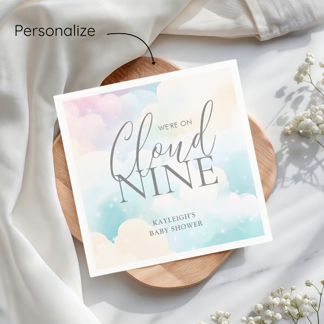 Servilleta De Papel Pastel Estamos en Cloud Nueve Baby Shower (Subido por el creador)