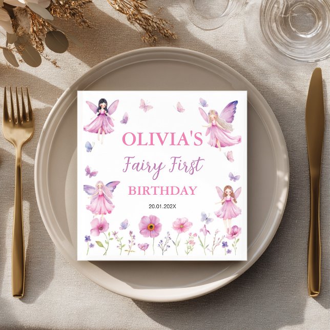 Servilleta De Papel Pastel Fairy Floral Garden Butterfly Birthday (Subido por el creador)