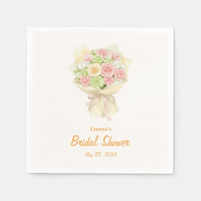 Servilleta De Papel Pastel Floral Bridal Shower bouquet  (Anverso)
