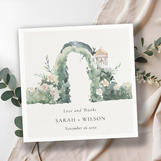 Servilleta De Papel Pastel Floral Garden Arch Boda Botánico Gracias (Subido por el creador)