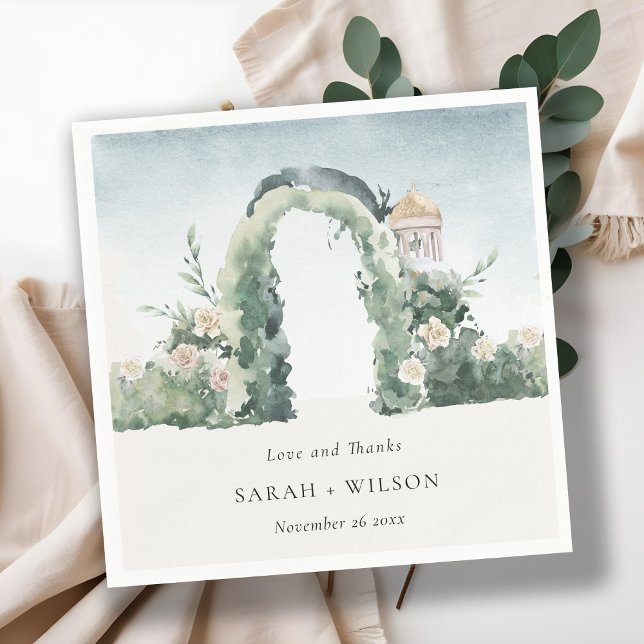 Servilleta De Papel Pastel Floral Garden Arch Boda Botánico Gracias (Subido por el creador)