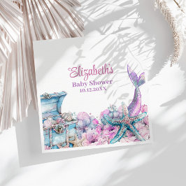 Servilleta De Papel Pastel Floral Mermaid Tail Baby Shower