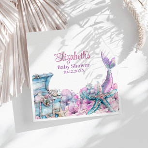 Servilleta De Papel Pastel Floral Mermaid Tail Baby Shower