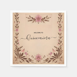 Servilleta De Papel Pastel Font Dusty Glam Rosa Gold Quinceanera