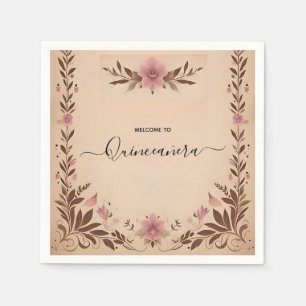 Servilleta De Papel Pastel Font Dusty Glam Rosa Gold Quinceanera