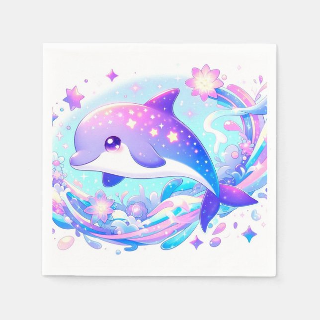 Servilleta De Papel Pastel Fun Dolphin Baby Shower (Anverso)