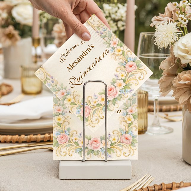 Servilleta De Papel Pastel Garden Baroque Quinceañera (Subido por el creador)