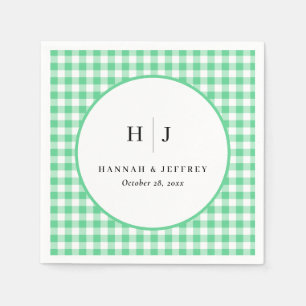 Servilleta De Papel Pastel Gingham Boda Green Napkins