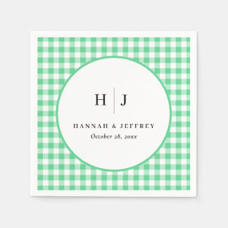 Servilleta De Papel Pastel Gingham Boda Green Napkins